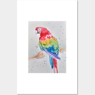 Macaw Parrot Watercolor Painting - Rainbow Coloured Posters and Art